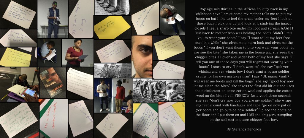 Stefanos created this collage for the exhibition and website creation element of the project. The collage helped him get into character, and he then wrote a monologue from the perspective of one of the World War One soldiers.