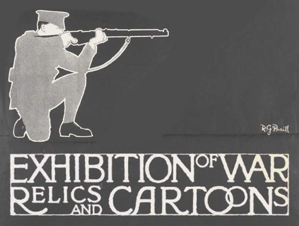 exhibition of war relics and cartoons
