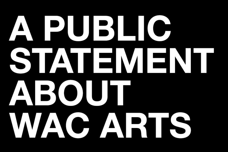 public statement from wac arts